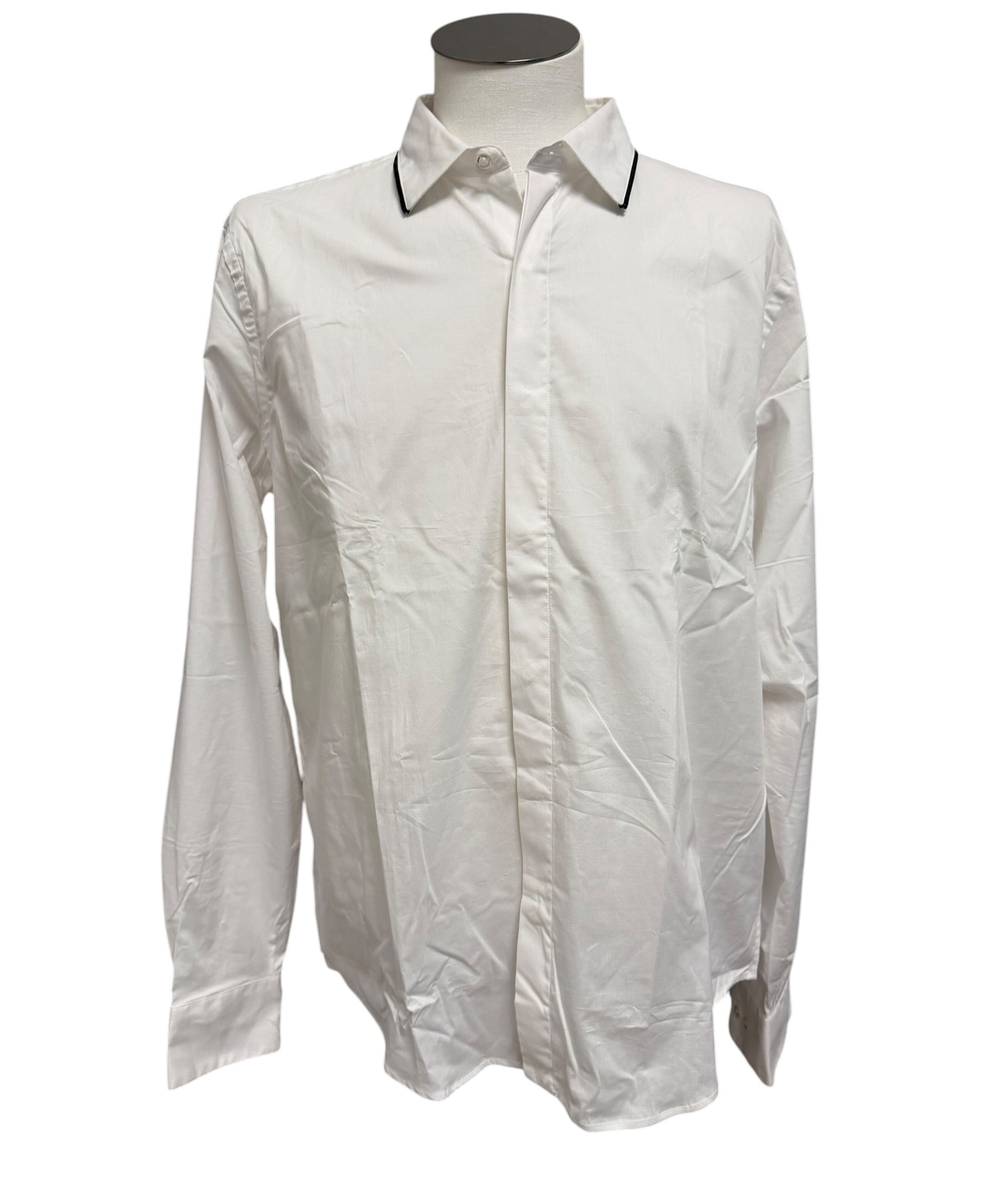Camicia Uomo Costume National Bianca in Cotone con Dettaglio Metal al Colletto - Taglia XL (52)