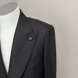 Giacca Lardini in 100% Lino con Rever a Lancia - Nero - Taglia 50