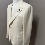 Lardini Giacca Monopetto in Misto Lana, Alpaca e Seta Crema