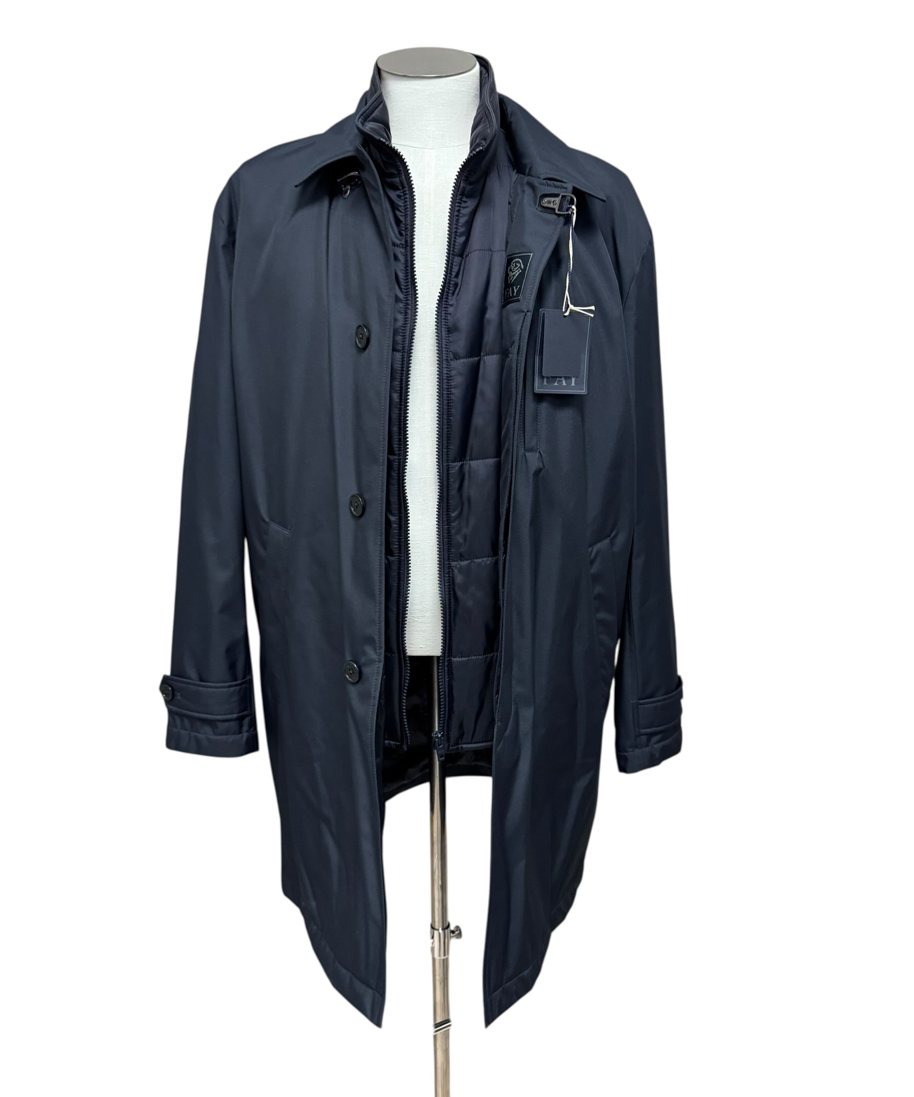Fay Trench Coat with Removable Inner Vest - Made in Italy