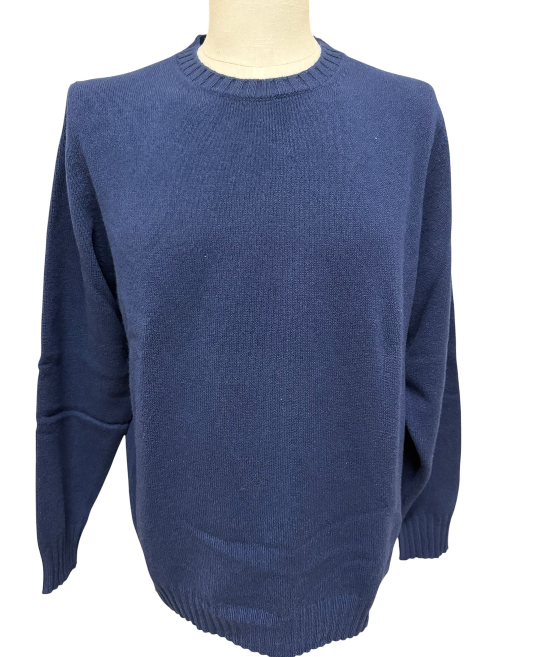 Filippo De Laurentiis – Maglione Girocollo in Lana Merino Superfine e Cashmere – Blu Inchiostro, immagine 2