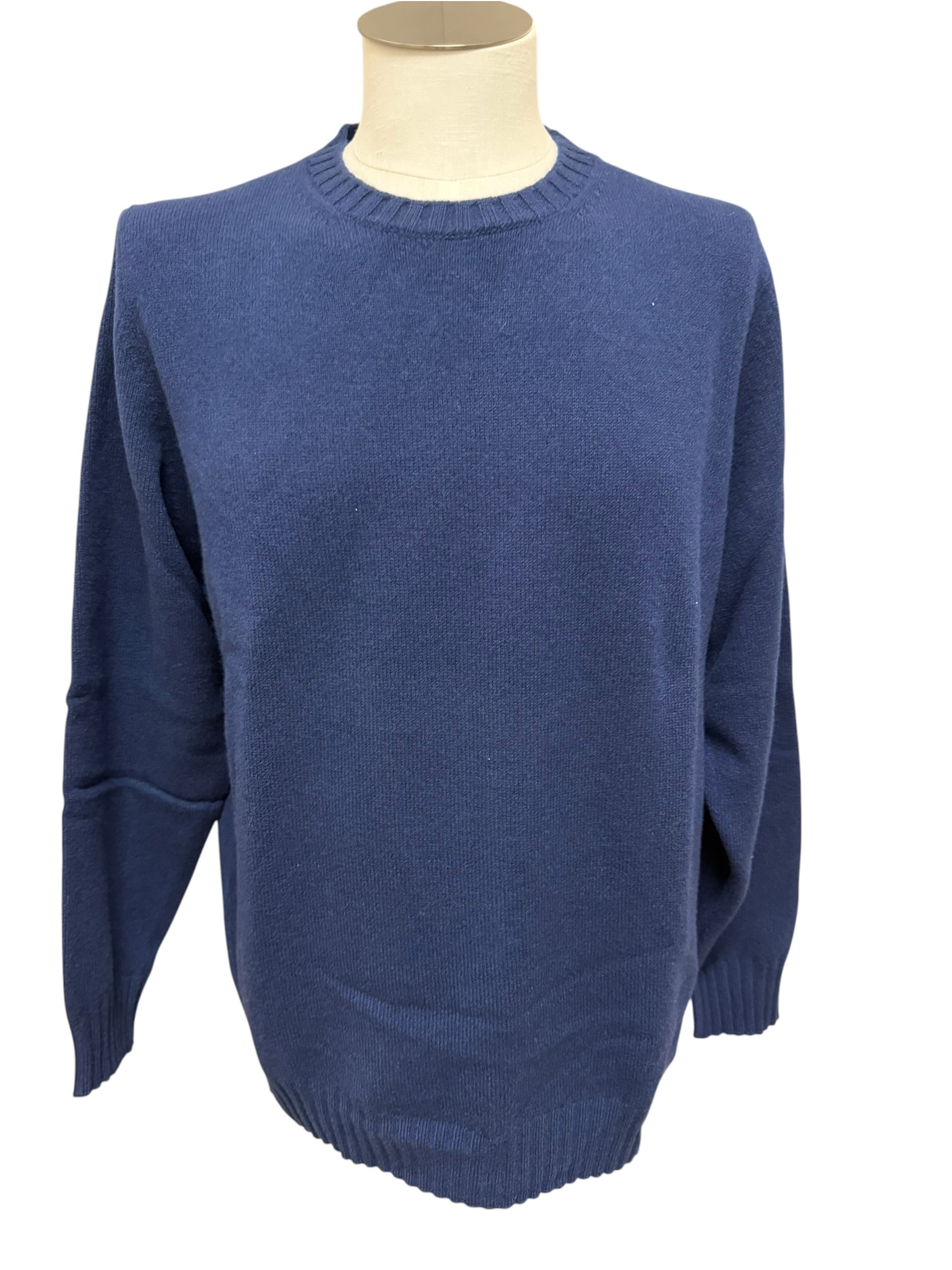 Filippo De Laurentiis – Maglione Girocollo in Lana Merino Superfine e Cashmere – Blu Inchiostro, immagine 2