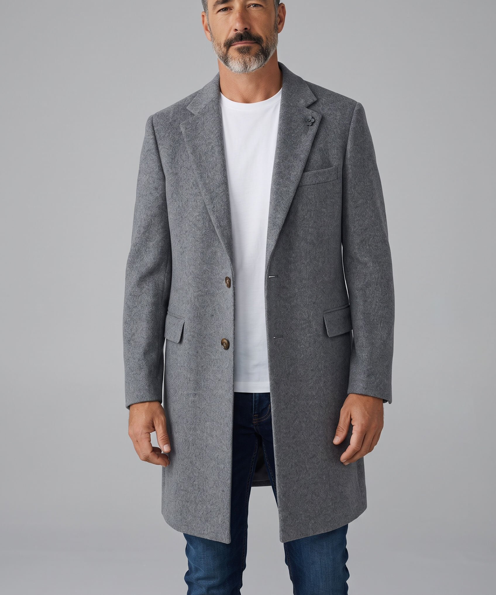 Cappotto Lardini in Lana e Cashmere Grigio Melange