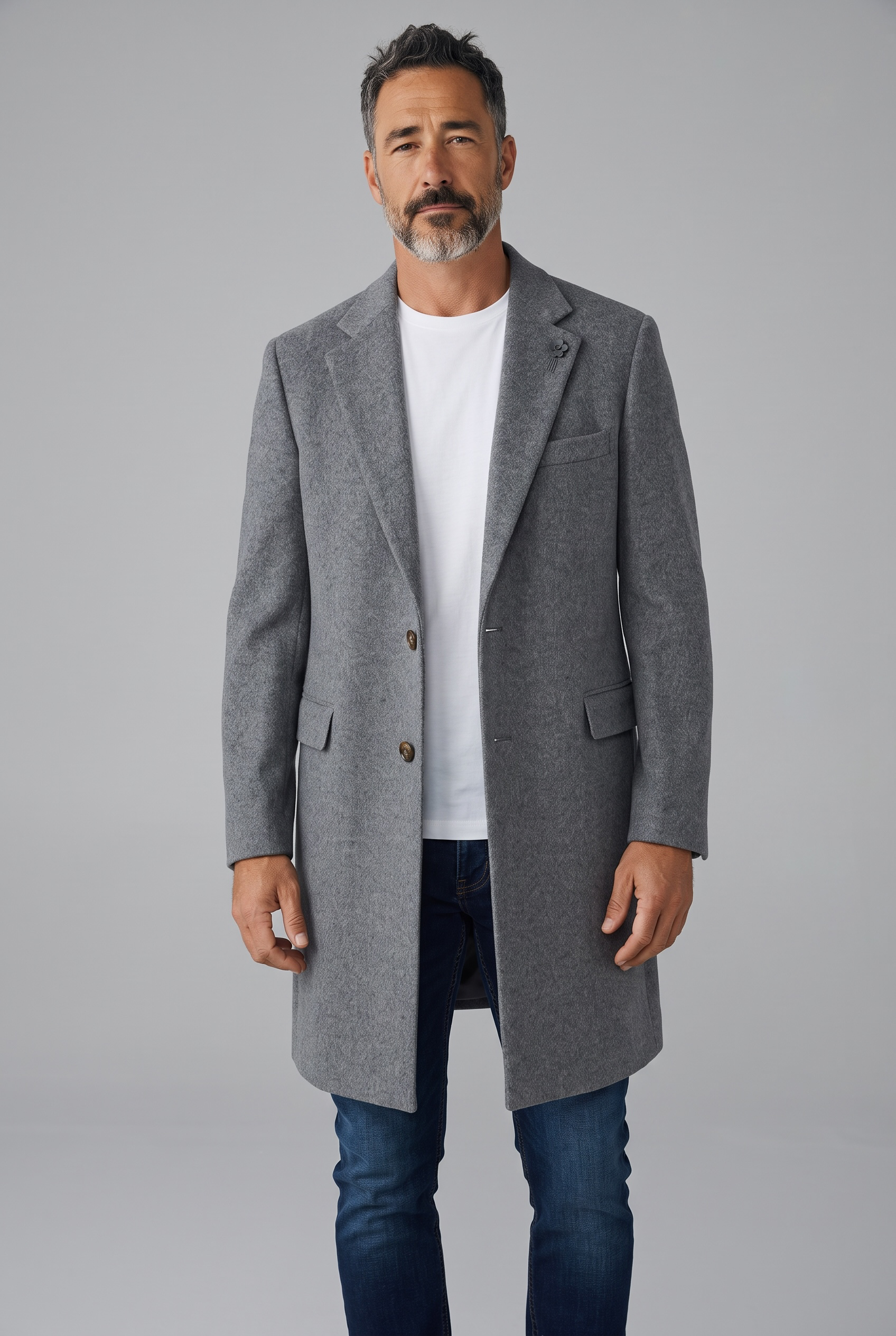 Cappotto Lardini in Lana e Cashmere Grigio Melange