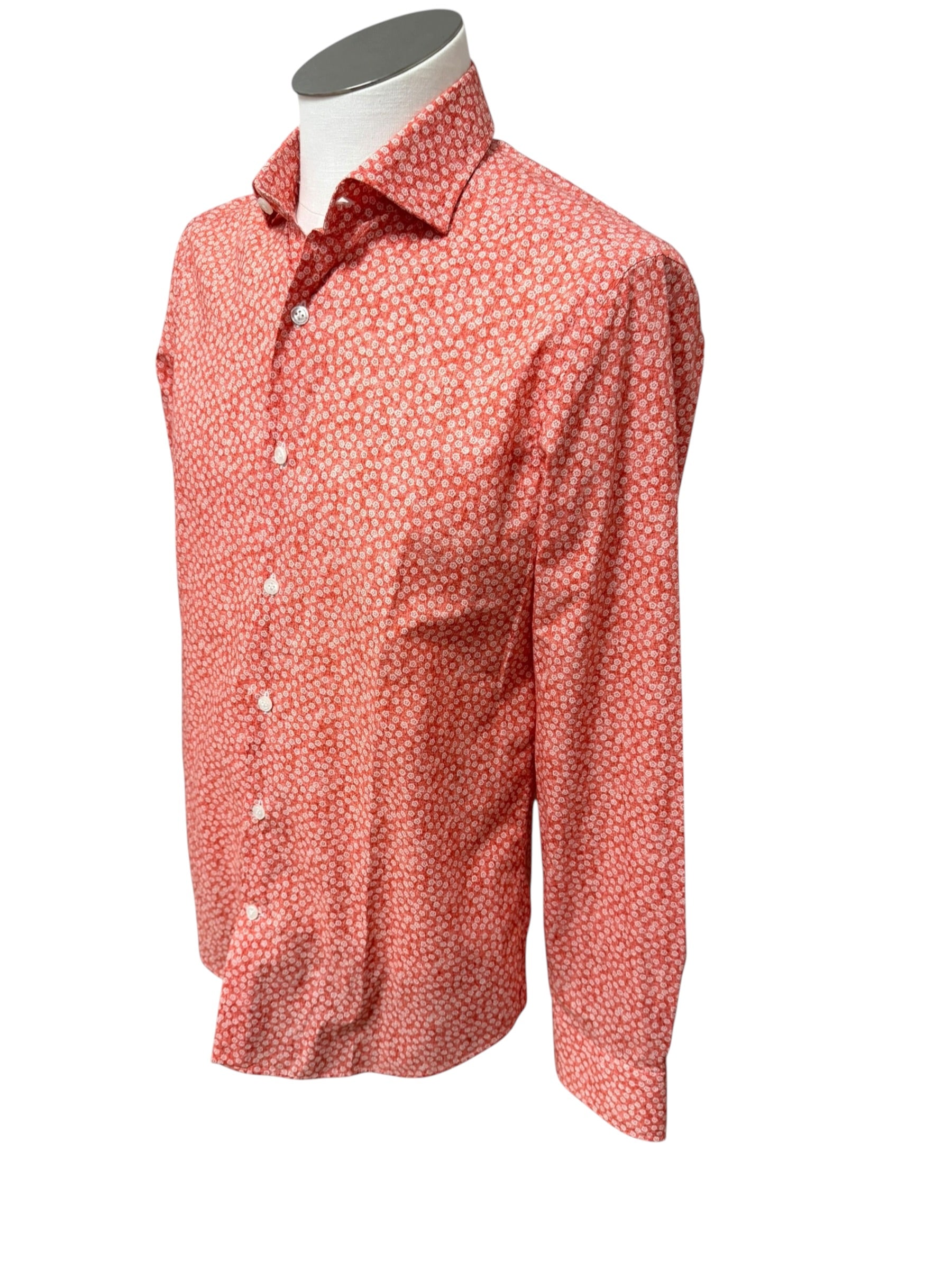 Camicia Uomo Sonrisa Fior di Cotone a Fantasia Floreale – Rosso Corallo, immagine 5