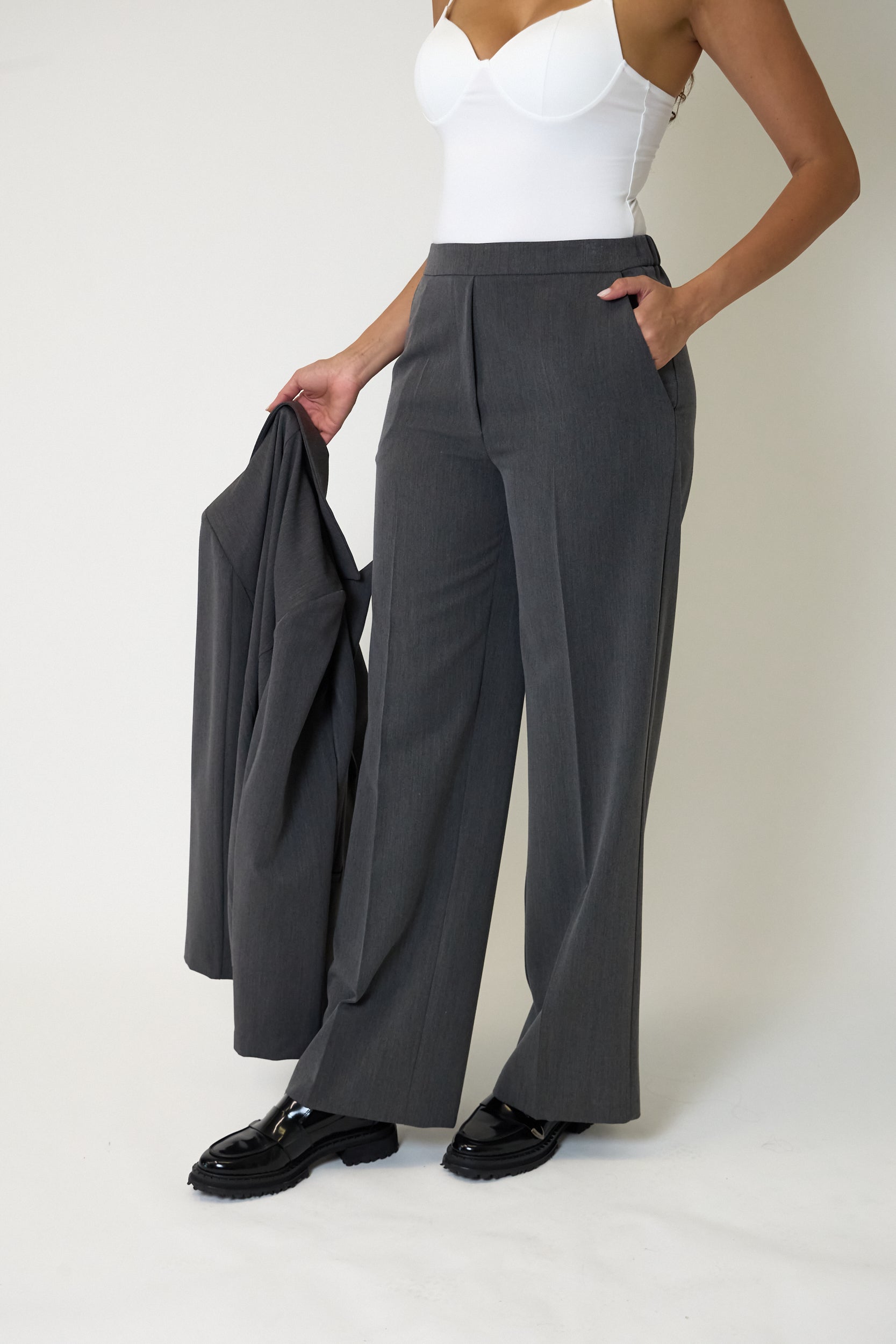 Completo Tailleur Materica Pantalone Wide Leg, immagine 4
