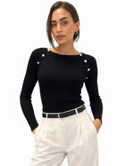 Vicolo Ribbed Buttoned Sweater