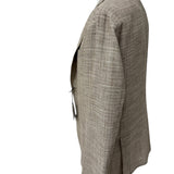 Paoloni – Giacca Sfoderata Monopetto in Lana, Cotone e Lino – Beige/Marrone