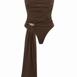 Draped Bodysuit with Side Bow