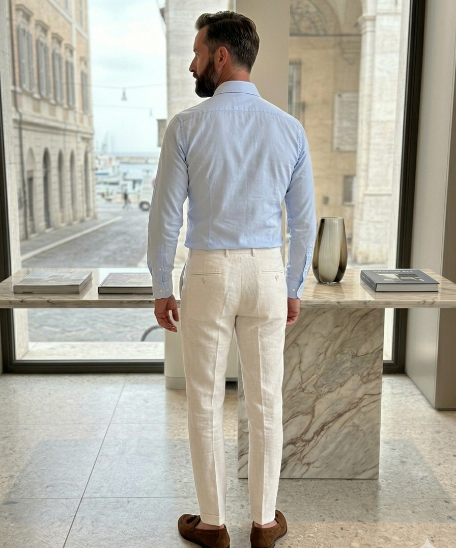 Lardini 100% Linen Trousers - Sand Beige - Size 54