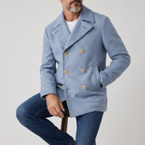 Caban Peacoat Uomo Camplin Rain Wool Island – Azzurro