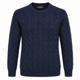Maglione Uomo Alpha Studio Blu Navy a Trecce in Lana e Cashmere Made in Italy