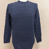 Maglione Uomo Alpha Studio Blu Navy a Trecce in Lana e Cashmere Made in Italy