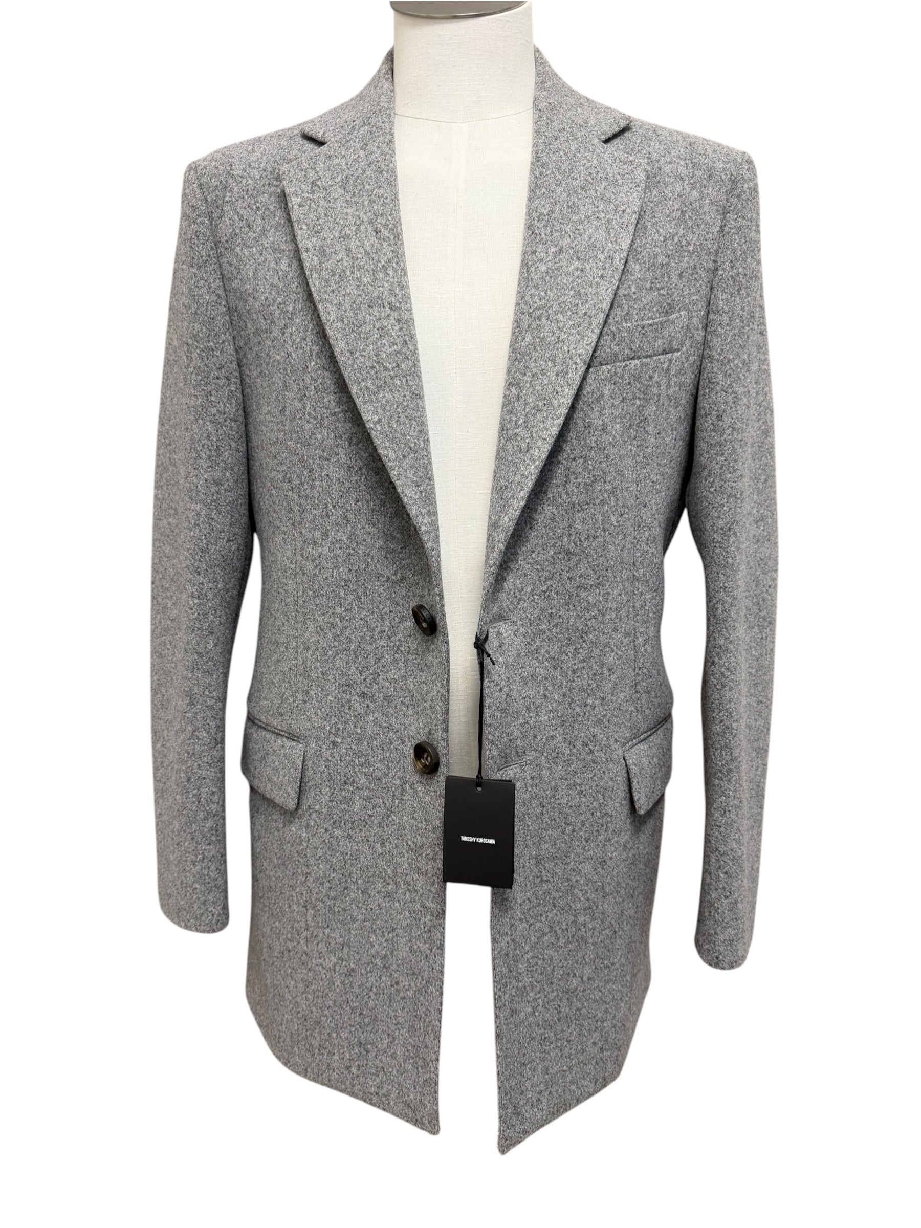 Takeshy Kurosawa – Cappotto Monopetto Sartoriale – Grigio Melange, immagine 3