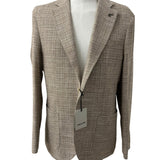 Paoloni – Giacca Sfoderata Monopetto in Lana, Cotone e Lino – Beige/Marrone