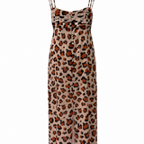 Midi Animal Print Dress with Crisscross Straps