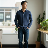 Cardigan Giacca Lardini in Cotone a Nido d'Ape - Blu Notte