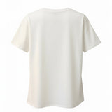 White cotton T-shirt with applied flower