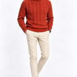 Dolcevita Uomo Daniele Fiesoli in 100% Lana Merino Extrafine a Trecce – Terracotta