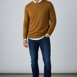Paolo Pecora Milano – Maglia Girocollo in Puro Cotone – Senape/Tabacco