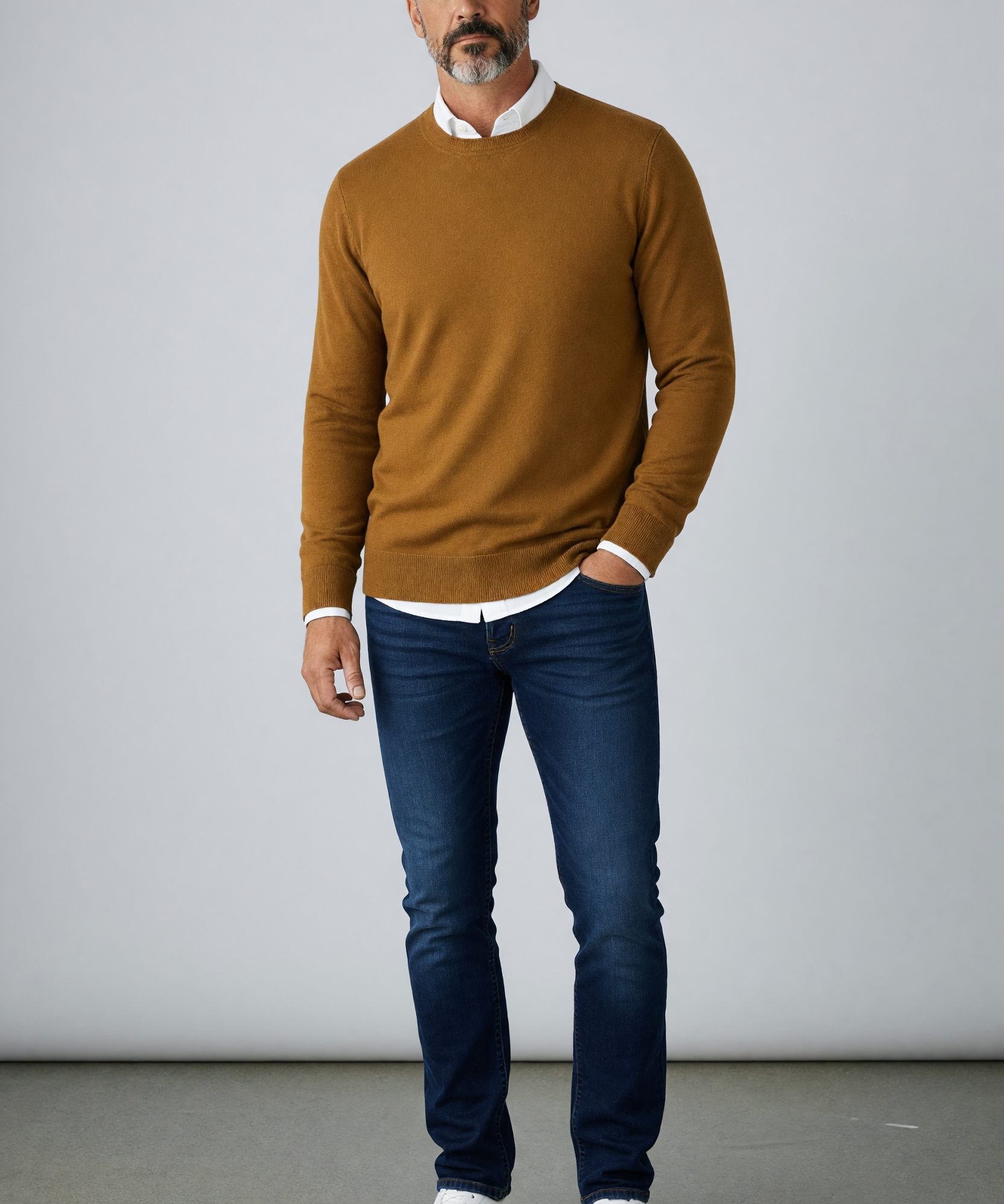 Paolo Pecora Milano – Maglia Girocollo in Puro Cotone – Senape/Tabacco