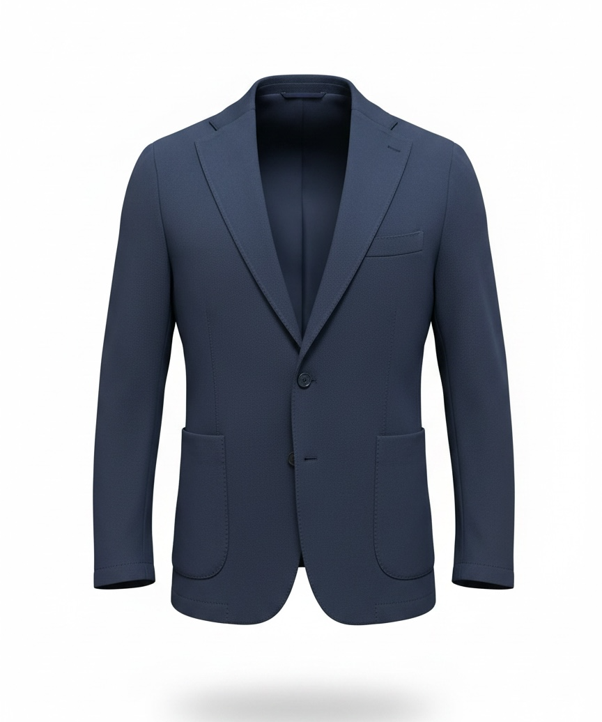 Manuel Ritz Blue Micro-Pattern Jacket - Size 52