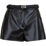 Elisabetta Franchi faux leather shorts with logo belt