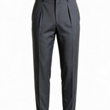 Berwich – Pantalone Sartoriale Chiaia in Misto Lana con Risvolto – Grigio Scuro