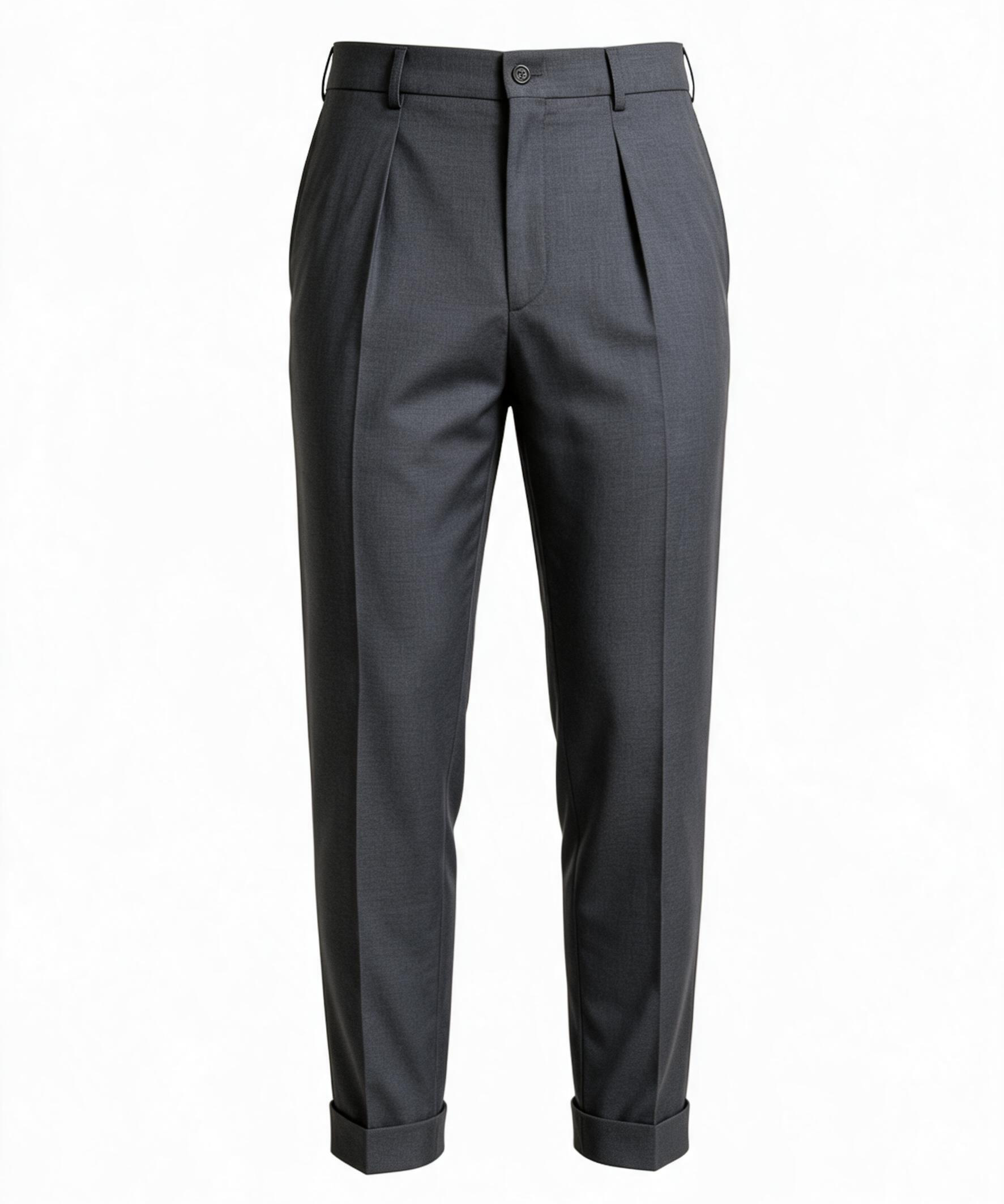 Berwich – Pantalone Sartoriale Chiaia in Misto Lana con Risvolto – Grigio Scuro