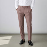 Briglia 1949 – Pantalone Sartoriale "Easy" con Pinces in Misto Lana – Marrone Malva/Tortora