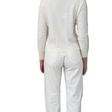 Cream round-neck cardigan with buttons