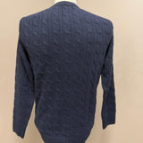 Maglione Uomo Alpha Studio Blu Navy a Trecce in Lana e Cashmere Made in Italy
