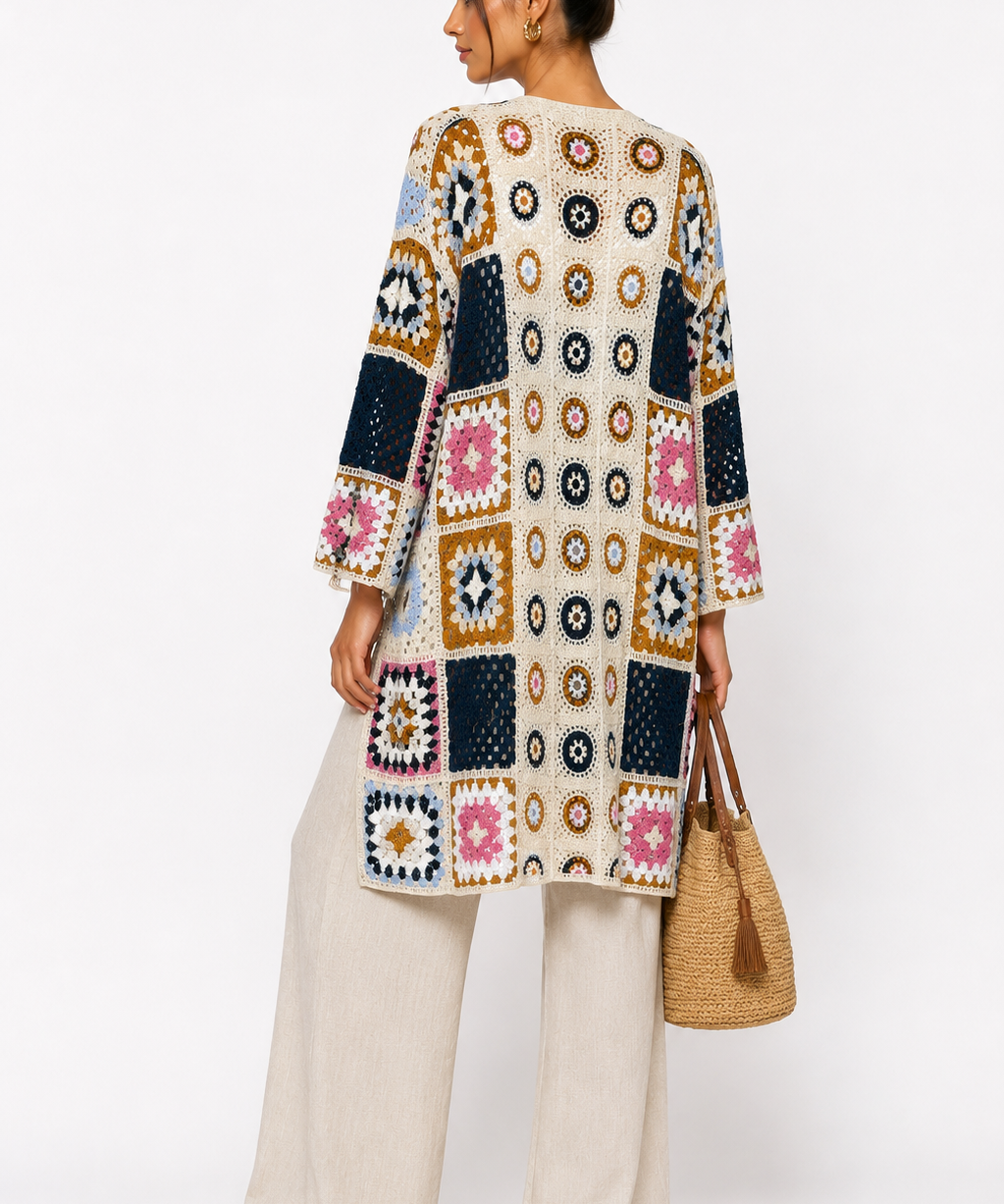 Multicolor Boho Chic Crochet Cardigan