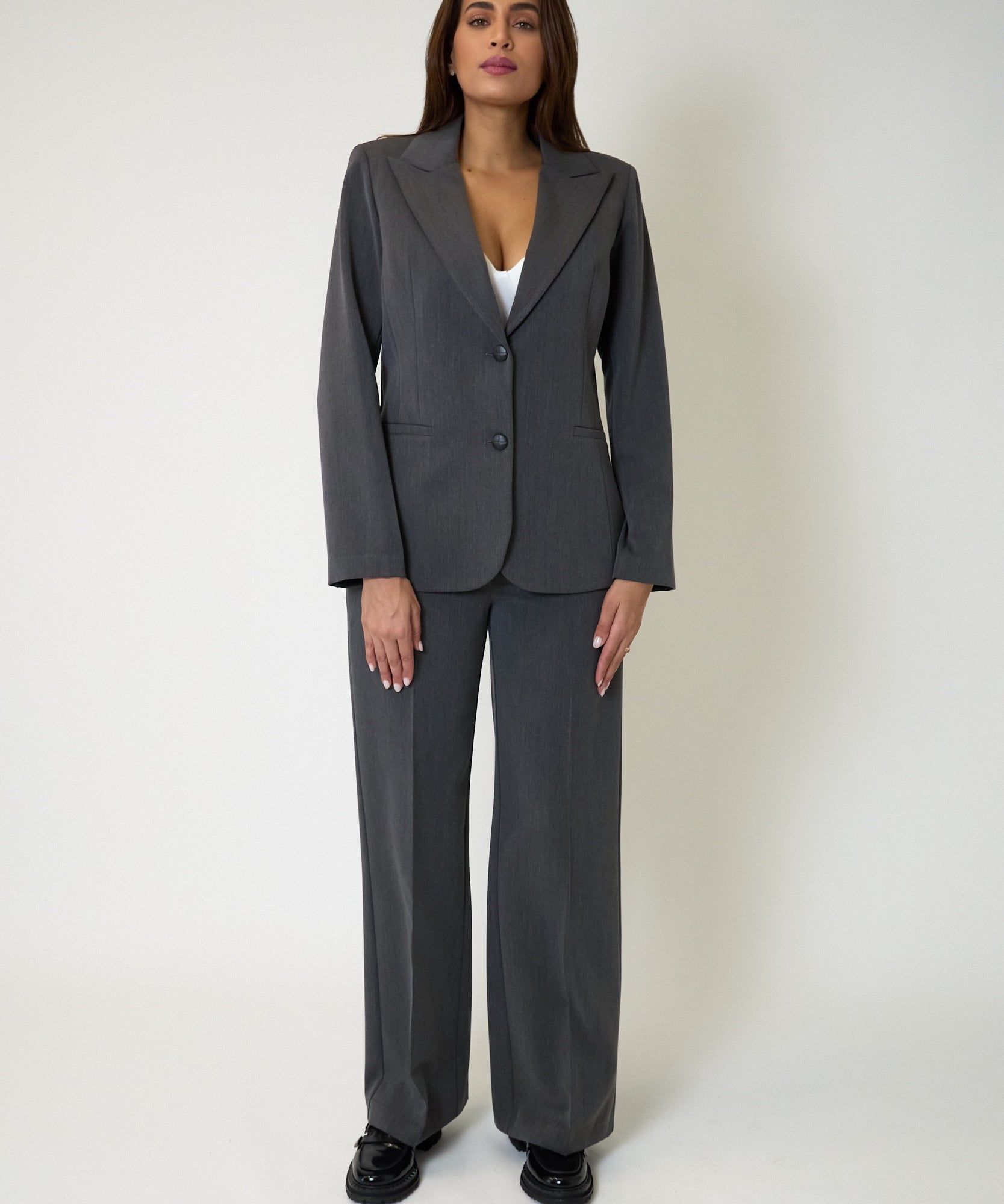 Completo Tailleur Materica Pantalone Wide Leg, immagine 2