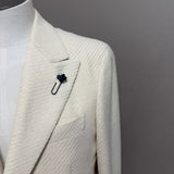Lardini Giacca Monopetto in Misto Lana, Alpaca e Seta Crema