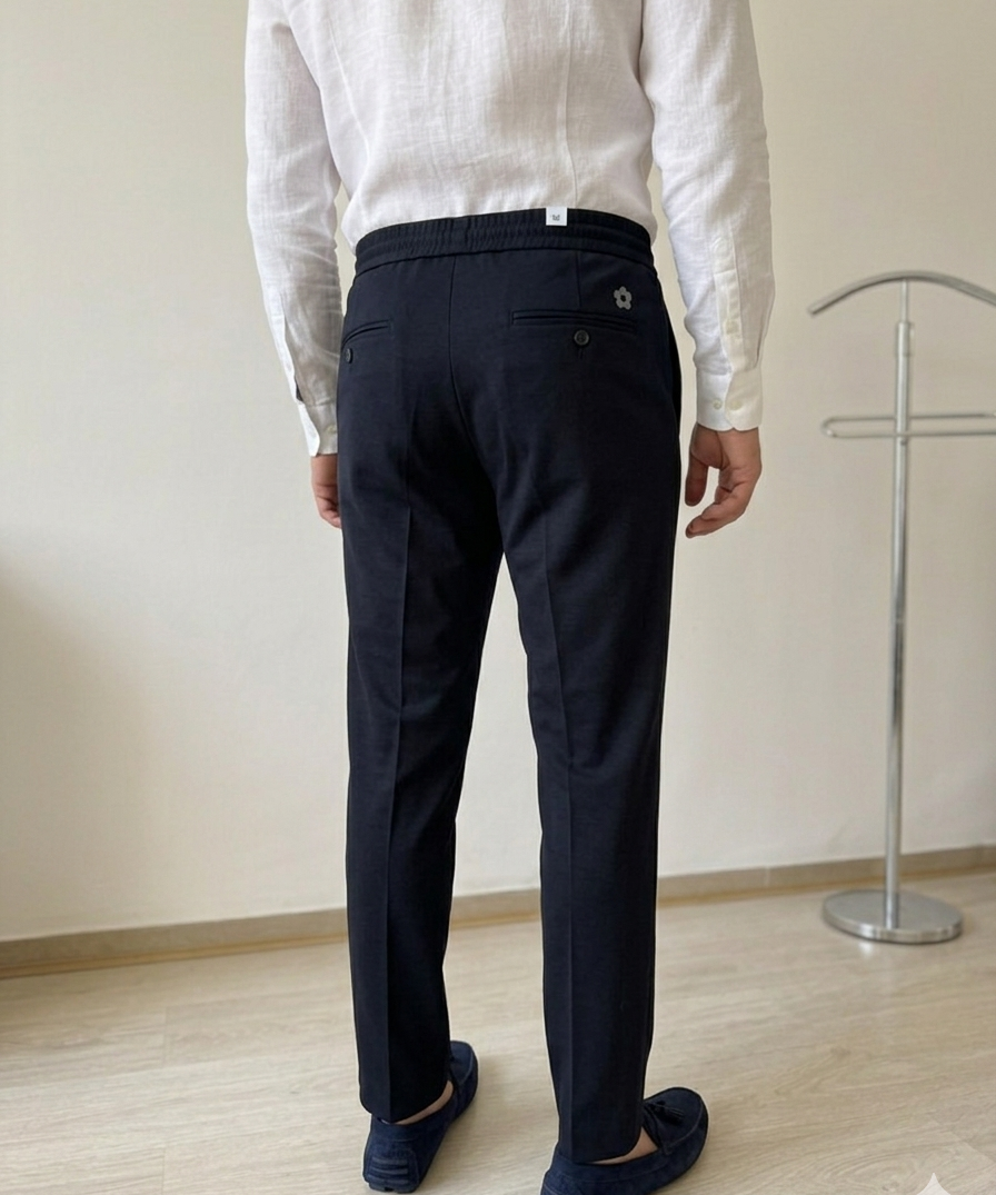 Lardini Midnight Blue Fresco Wool Trousers - size 52
