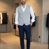 Gilet Gran Sasso in Fresh Cotton – Grigio Melange – Taglia 56