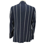 Giacca Paoloni Blu a Righe Bianche in Maglia – Taglia 50