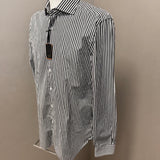 Camicia Barba Napoli "Culto" a Righe Bianco e Nero – 100% Cotone – Taglia XL (42)