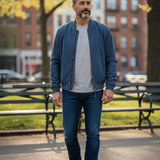 Bomber BOB in Suede-Effect Fabric – Aviator Blue
