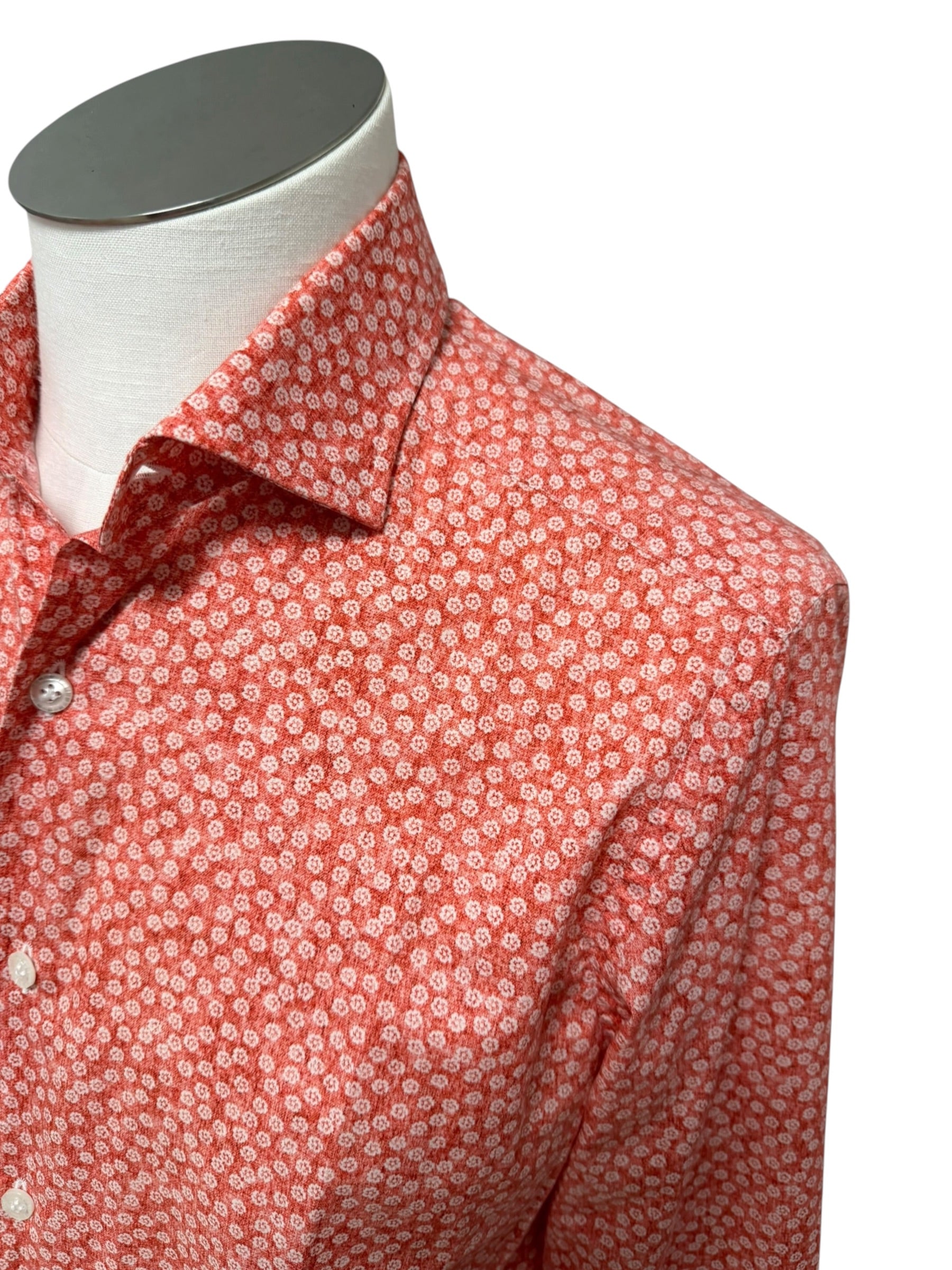 Camicia Uomo Sonrisa Fior di Cotone a Fantasia Floreale – Rosso Corallo, immagine 6
