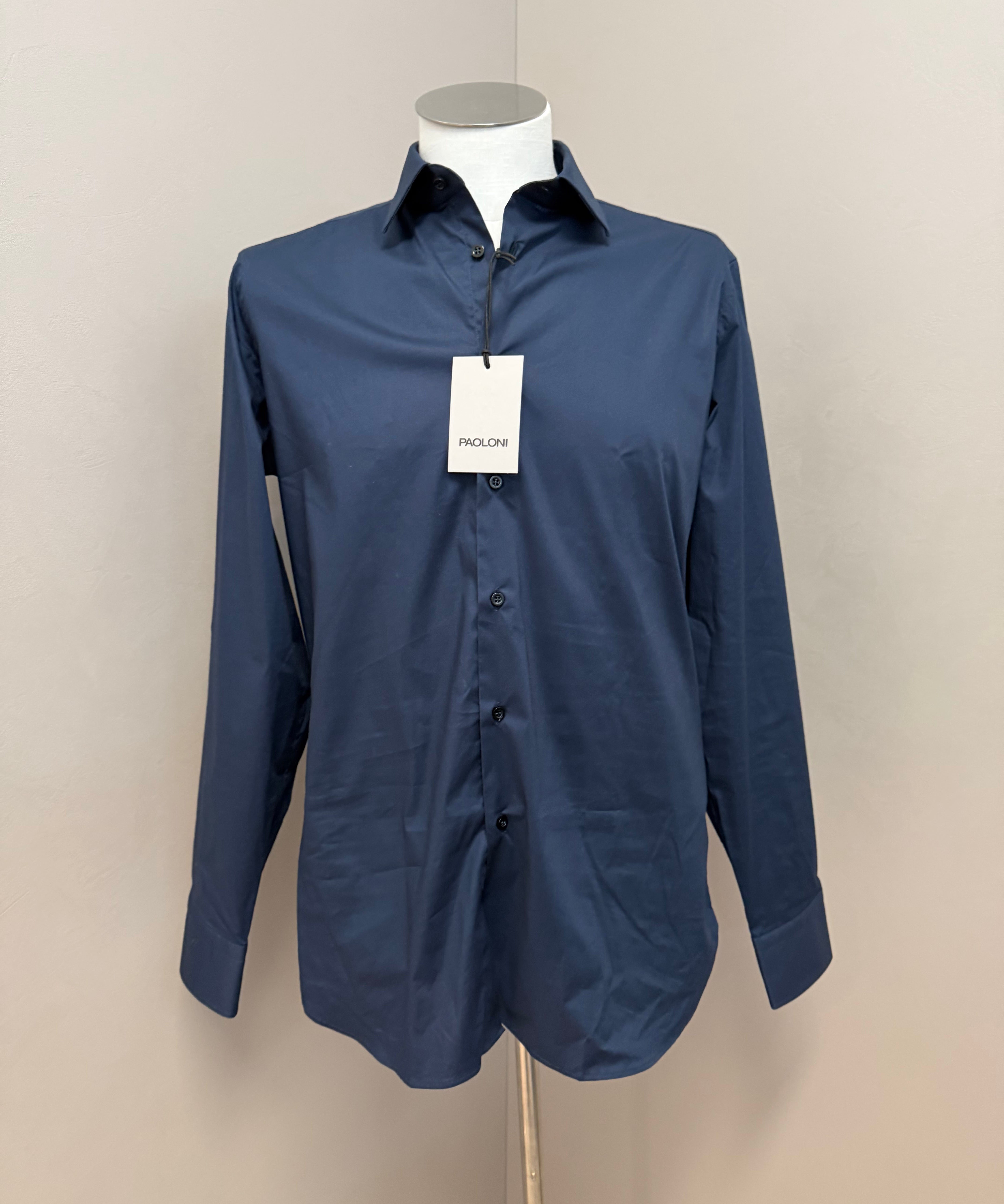 Paoloni Men's Blue Stretch Cotton Shirt size L collar 41
