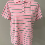 Pink striped stretch cotton polo shirt