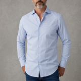 Camicia Uomo Stretch Azzurra a Fantasia Micro Print – Four Fashioned Friends | Made in Italy collo 42
