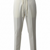 Lardini Trousers - Sartorial with Drawstring in Ecru Stretch Cotton