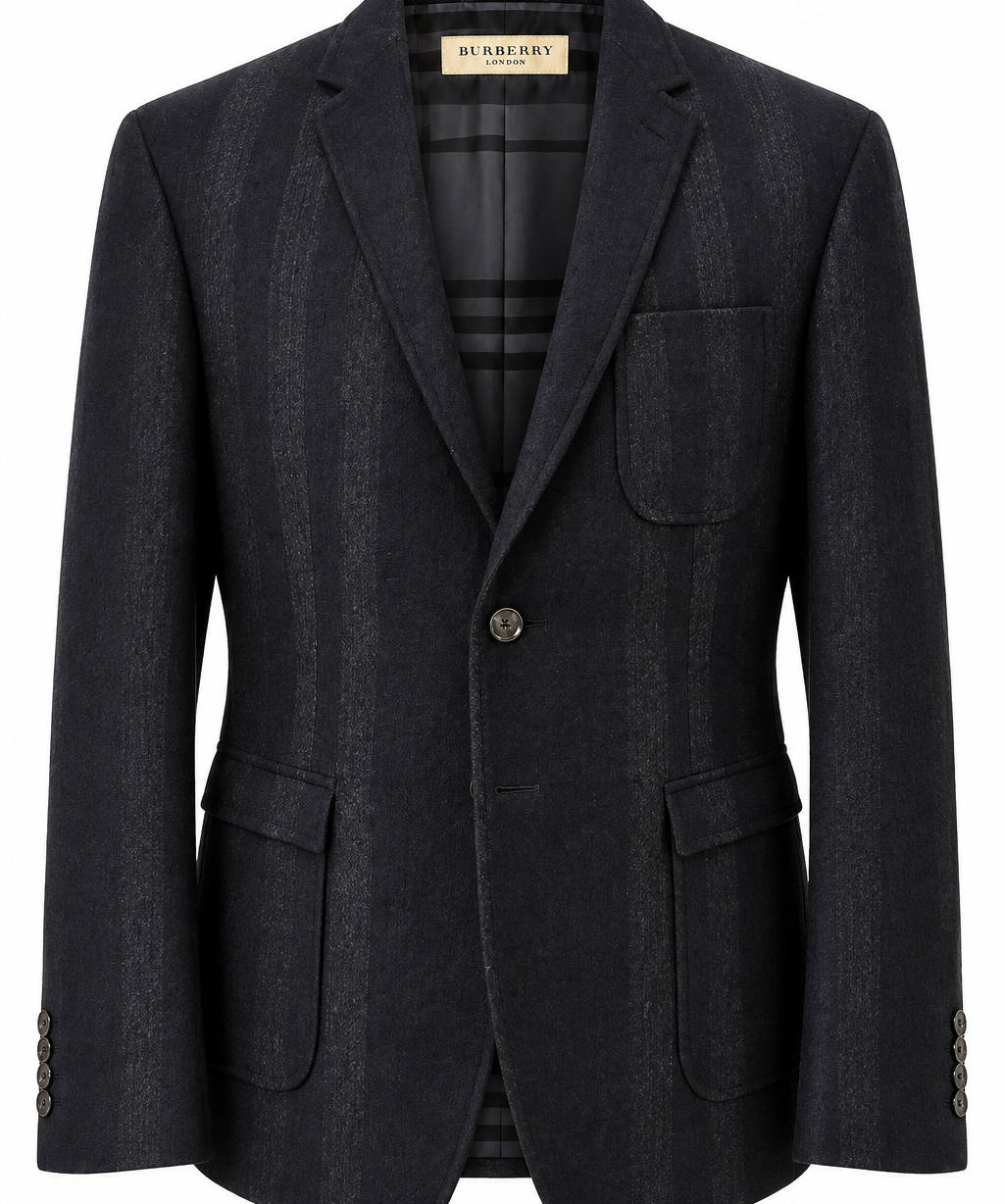 Blazer Uomo Burberry London Monroe in Cotone e Lana Vergine – Grigio Antracite