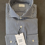 Xacus Camicia a Righe bianche e blu in Cotone taglia collo 42