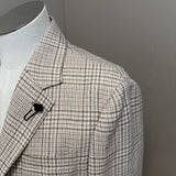 Lardini Sartorial Cotton and Linen Jacket – Beige and Brown Check Pattern size 54
