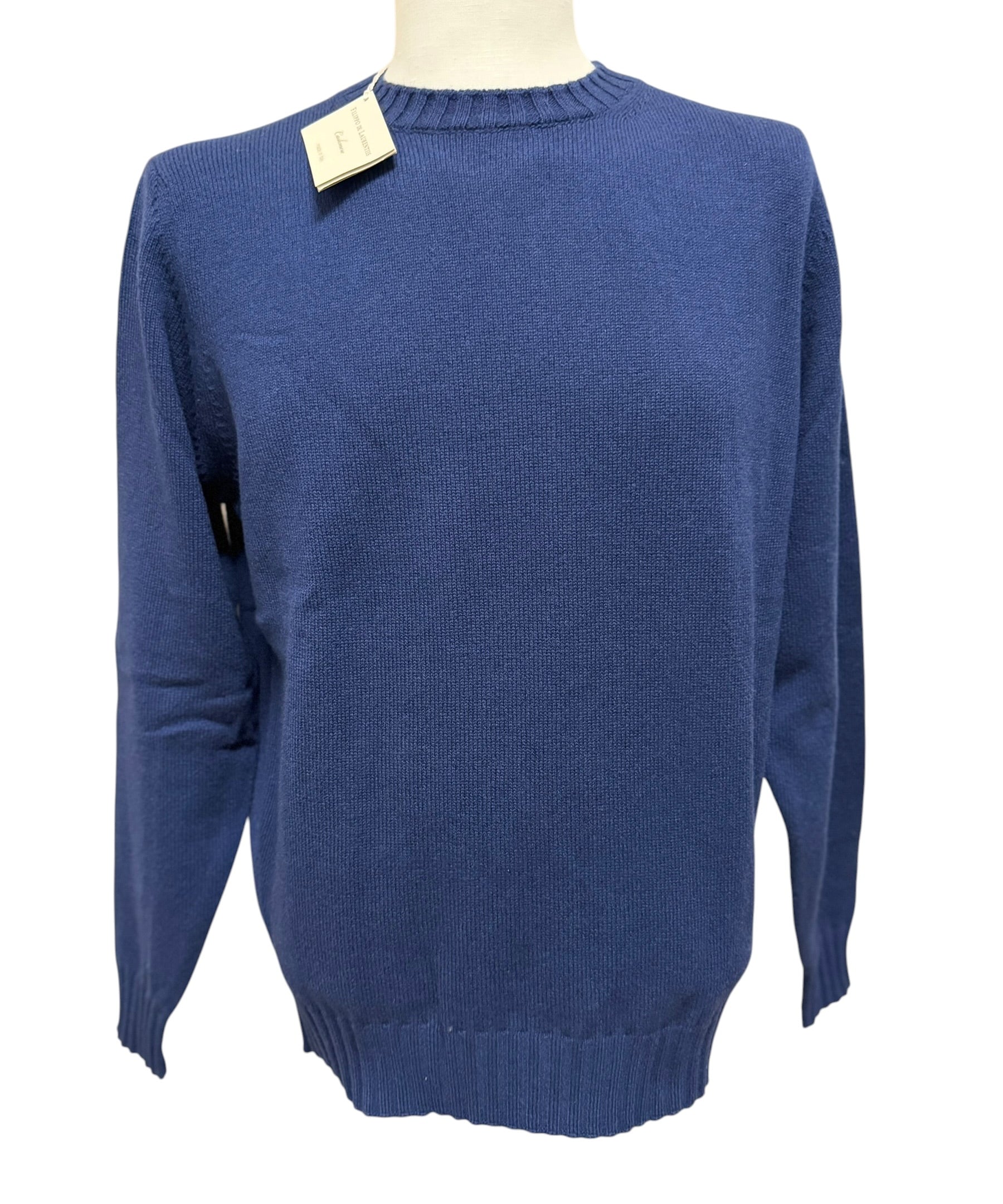Maglione Girocollo Filippo De Laurentiis in Lana Merino e Cashmere – Blu Inchiostro (Tg. 48)