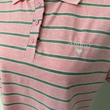 Pink striped stretch cotton polo shirt